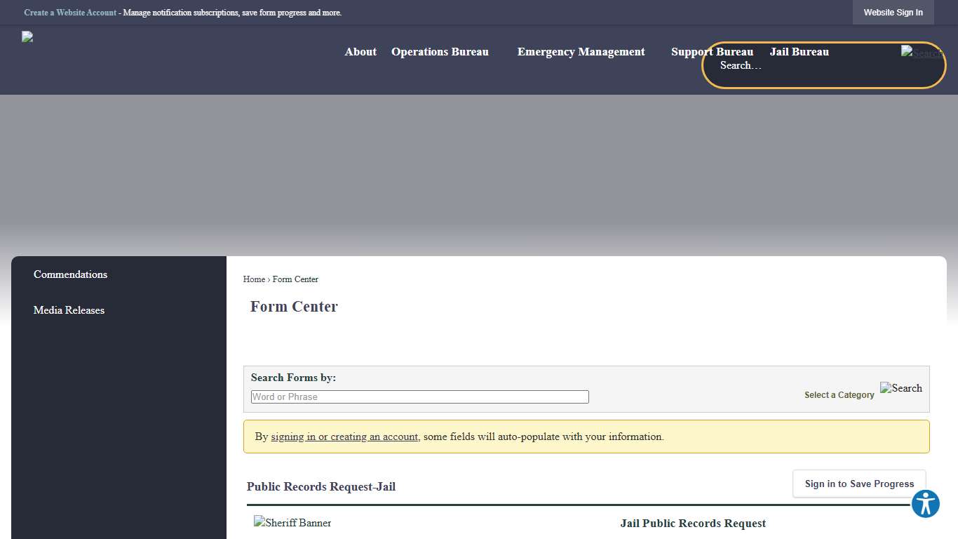 Form Center • Public Records Request-Jail